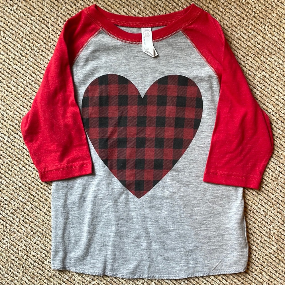 Rabbit Skins Valentines Heart raglan shirt
